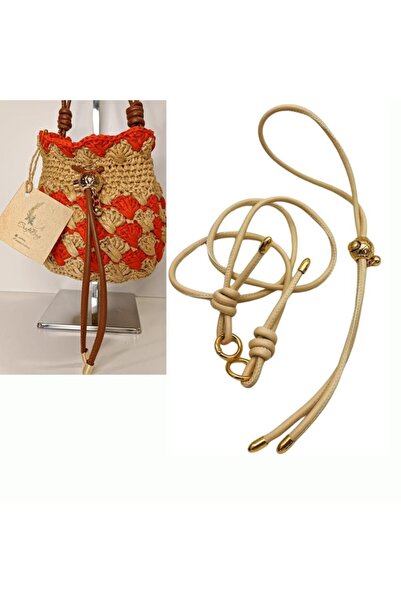 angel çanta aksesuar مجموعة حقائب برباط من موديل Düğüm باللون الكريمي