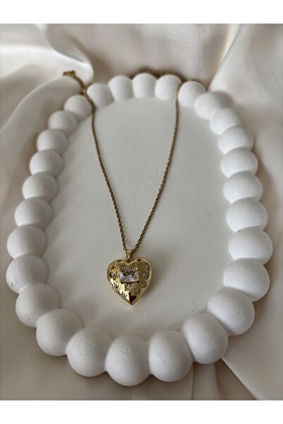 Güneş Takı Jewellery Kalpli kapaklı çelik kolye