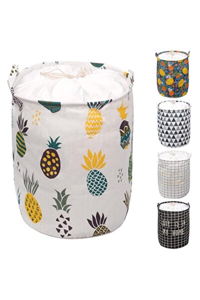 Generic Wokape 1Pcs Linen Laundry Basket with Handle, 15.7x19.6 in Collapsible Drawstring Clothes Hamper Sto