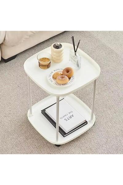 MOSTAFA Two-tier table with wheels, modern and elegant design
