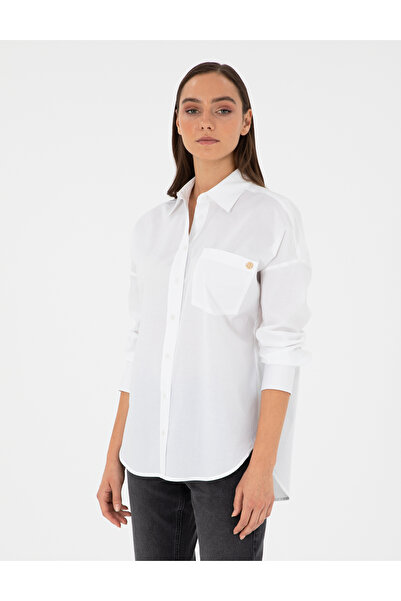 Pierre Cardin Бяла овърсайз риза с дълъг ръкав 50299581-VR013