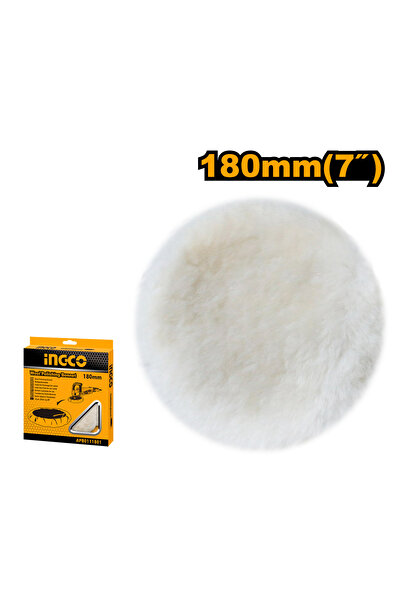 Ingco غطاء تلميع الصوف APB0111801 - وسادة صوف عالية الجودة ومتينة للسيارات شديدة اللمعان والمعادن والخشب