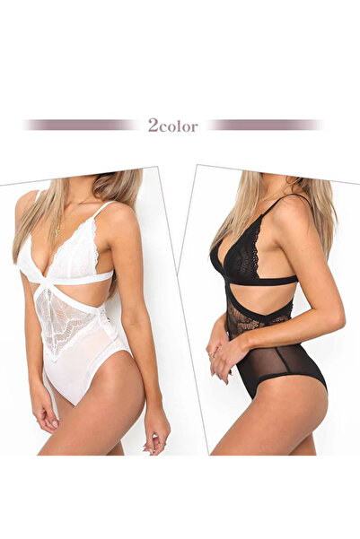 dorbe elegant sexy white lace cut-out bodysuit lingerie