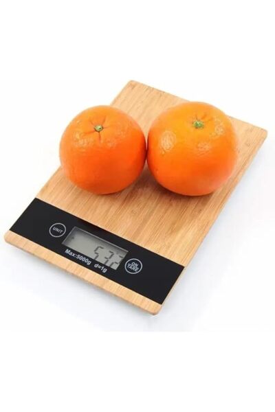 Generic ميزان مطبخ من الخيزران، 5 كجم مع شاشة LCD، مقياس طعام رقمي سهل القراءة