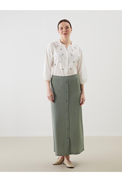 LC Waikiki Vizyon New Season Textured A-Line Women's Skirt with Elastic Waist