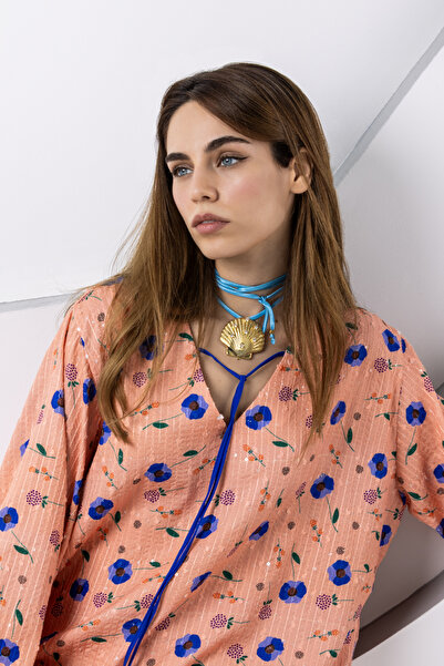 Sobia Gulzad Peach Sequin Kaftan