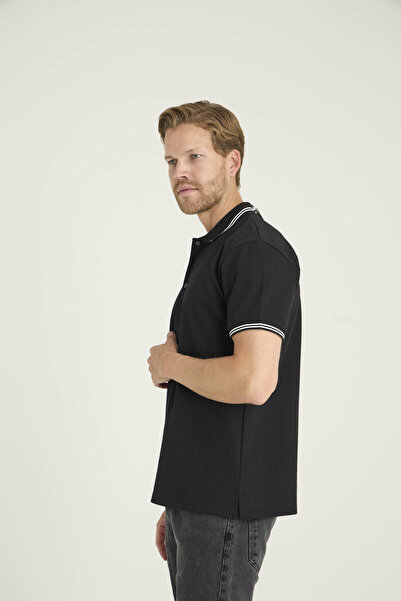 KLY Men's Polo Neck T-Shirt Modern Design Buttoned Collar 80% Cotton