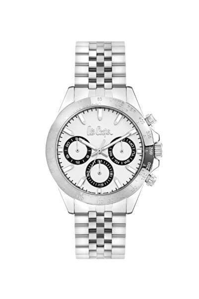Lee Cooper ساعة رجالية متعددة الوظائف بمينا فضي - LC07963.330
