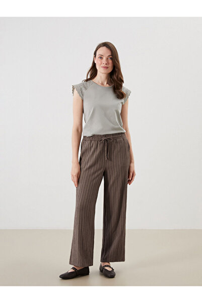 LC Waikiki Özmarka New Season Elastic Waist Textured Women's Trousers