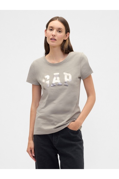 GAP Kadın Açık Kahverengi Logo T-Shirt