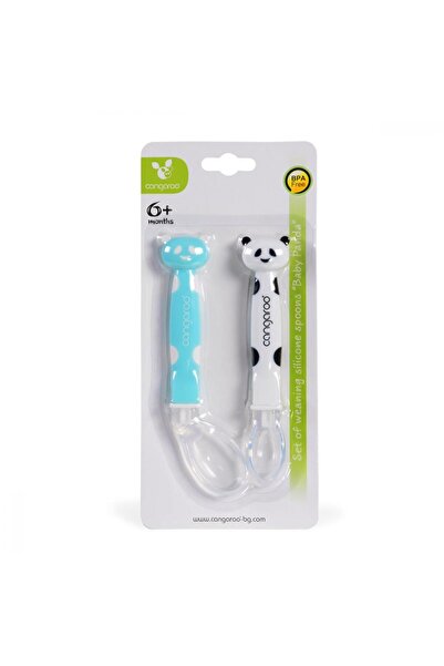 Cangaroo Set 2 lingurite moi din silicon Panda Boy
