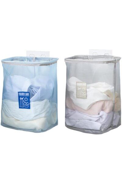 Generic Owving 2 Pcs Hanging Laundry Hamper Bag 13in Wall Hanging Dirty Laundry Basket Foldable No-punch for