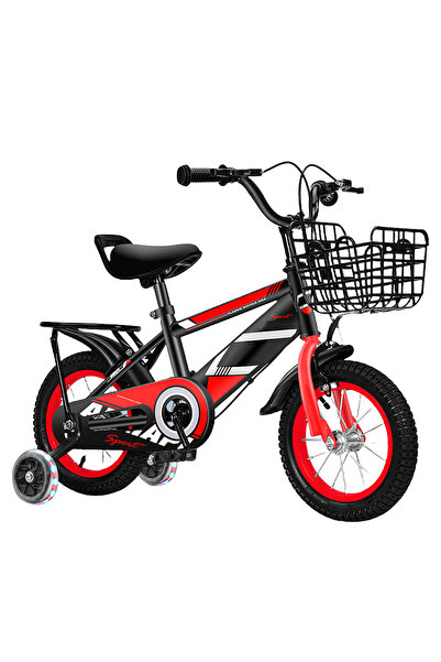 KidLe دراجة أطفال مقاس 18 بوصة، مزودة بعجلات تدريب وامضة وسلة ومقعد خلفي ومقع...