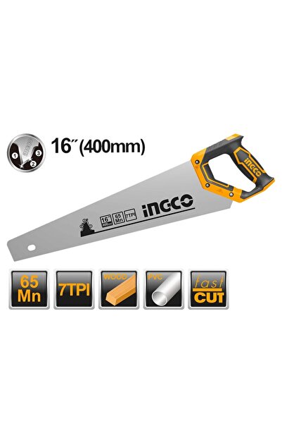 Ingco Hand Saw 16" HHAS15400 Professional High-Performance Saw for Woodworking, Carpentry, and DIY P