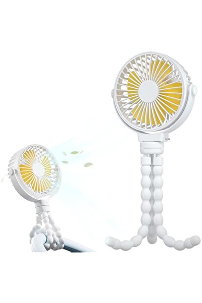 Generic مروحة عربة الأطفال الصغيرة من TOMVAES قابلة للتثبيت بمشبك للطفل، تدور بزاوية 360 درجة وقابلة لإعادة الشحن ومروحة صغيرة قابلة للتثبيت بمشبك مع مرونة