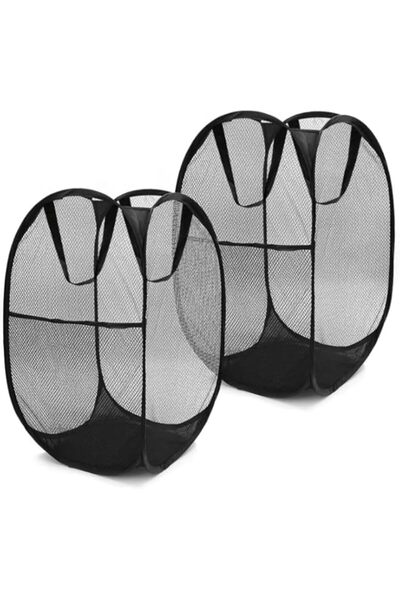 Generic Pack of 2-Large Capacity Pop-Up Laundry Basket with Handles, Modern Mesh Design, Easy Storage, Bathr