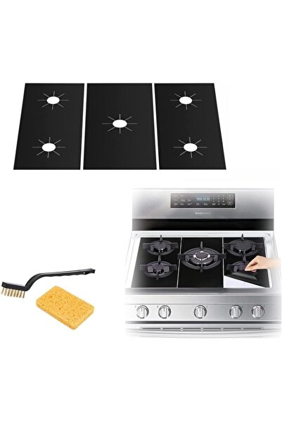 Generic أغطية مواقد مكونة من 3 قطع لحماية مواقد الغاز (سمك 0.4 مم)، طويلة جدً...