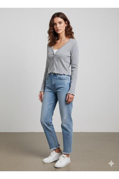 Hukateks قميص كاشير رمادي بأزرار أمامية وأكمام طويلة