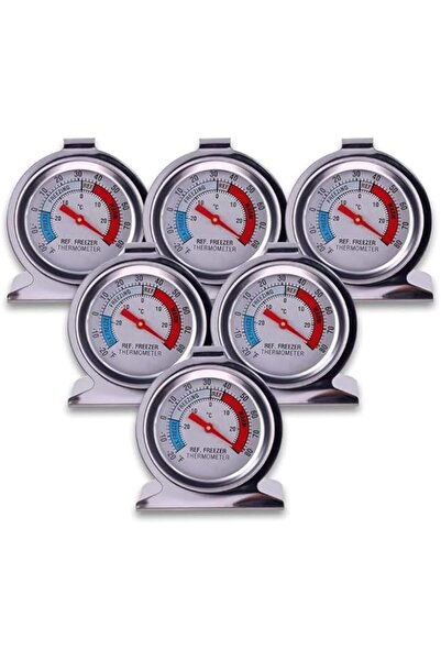 Generic i 6 Pack Refrigerator Freezer Thermometer Stainless Steel Large Dial Fridge Freezer Alarm Thermomete