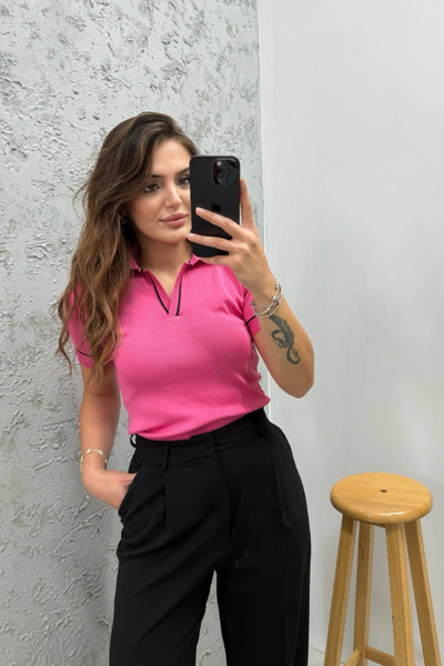 oshebu Πλεκτό μπλουζάκι με κοντό μανίκι με λαιμόκοψη πόλο