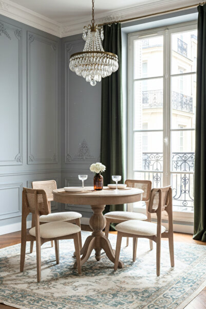 Woodenbend Mossa Eskitme Açılır Ahşap Mutfak Masası – 110x110 cm, Vintage Yem...