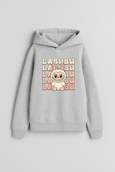 MODA Labubu Baby cu imprimeu Hanorac gri pentru băieți și fete cu glugă Swea ...