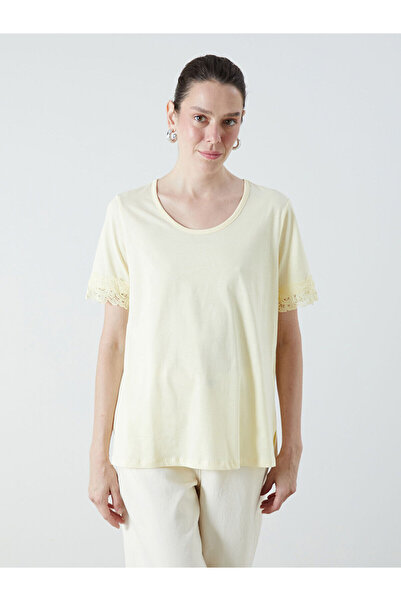 LC Waikiki Özmarka New Season Crew Neck Lace Detailed Women's T-Shirt