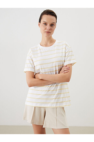 LC Waikiki Nevavm Striped Women's Ribbed T-Shirt with a Difference