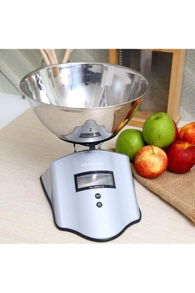 Generic ميزان مطبخ رقمي من أولسنمارك - وعاء وجسم من الفولاذ المقاوم للصدأ - وظيفة إيقاف التشغيل التلقائي - سعة 5 كجم - لتر