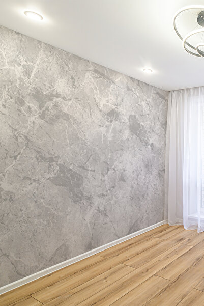 dreamwall Modern Gri Mermer Görünümlü Tek Parça Tekstil Duvar Kağıdı