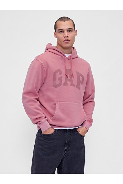 GAP Erkek Açık Pembe VintageSoft Arch Logo Sweatshirt