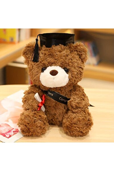 velve Αρκουδάκι Αποφοίτου, με σκουφάκι και ευχετήρια κάρτα, 23 εκ., καφέ
