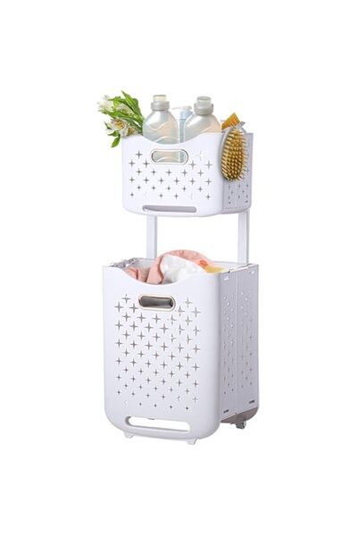 Generic سلة غسيل كبيرة قابلة للطي سعة 40 لترًا بمقبض، مصنوعة من البلاستيك بمقبض قابل للطي لغسل الملابس