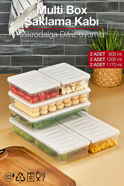 ALP HOME Multi Box 6 Parça 3 Farklı Boy Saklama Kabı Seti - Dondurucu & Mikro...