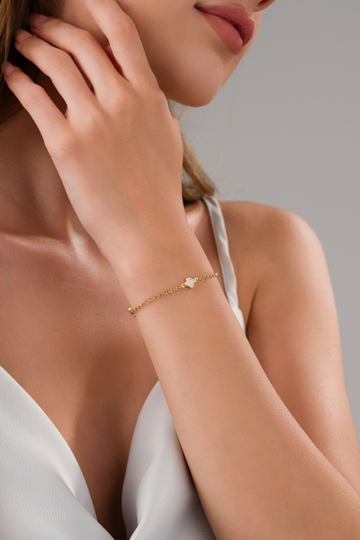 Zeynepli gold & jewelry 14 AYAR ALTIN BEYAZ YONCA BİLEKLİK