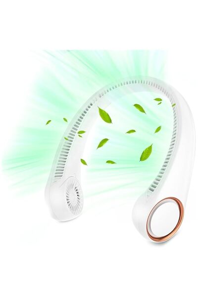 Generic مروحة رقبة محمولة من Aputue، قابلة لإعادة الشحن عبر USB بقوة 4000 مللي أمبير في الساعة، فائقة الهدوء، قابلة للارتداء بدون استخدام اليدين