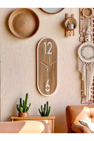 ERGEÇ TASARIM Rectangular Wooden Minimal Wall Clock – 40×15 Cm, Silent Mechanism