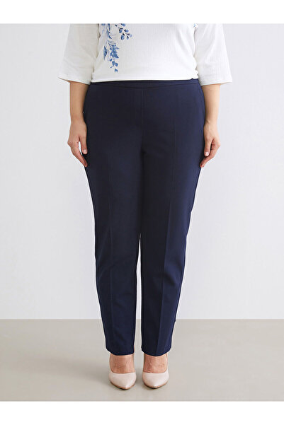 LC Waikiki Navy Blue Women's Trousers with Elastic Waist