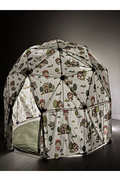 Nomika Design Nomika Montessori Dome Çocuk Oyun Çadırı – 125x135 cm – Kırmızı Başlıklı Kız Desenli Kumaş