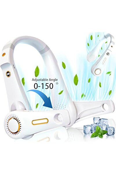 Generic Neck Fan, 5 Speeds Bladeless Fan Wearable Fan Foldable Cooling Fan Hands-Free Fan with LED Display L