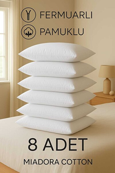 miadora cotton 8 قطع من أغطية الوسائد القطنية مقاس 50×70 سم مع سحاب، بطانة دا...