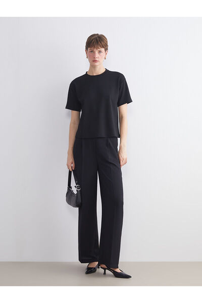 LC Waikiki Women's Pleated Trousers with Elastic Waist and Wide Legs