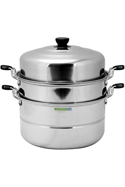 Generic Royalford Induction-Safe Stainless Steel Large 3-Tier Food Steamer Pot with Lid| Double Layer Multi