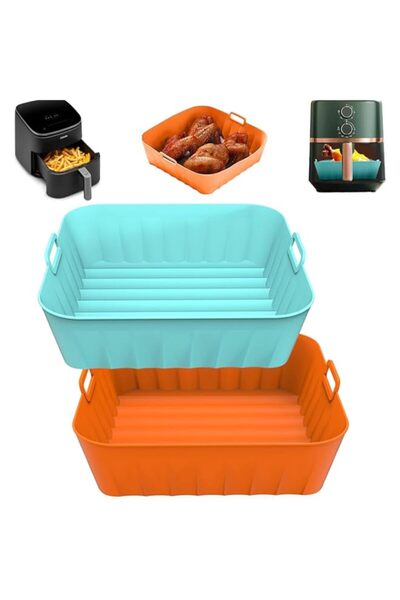 Generic Azonee 2 Pack Air Fryer Silicone Liners Square, 8.3 Inch Reusable Air Fryer Accessories Pot, Square