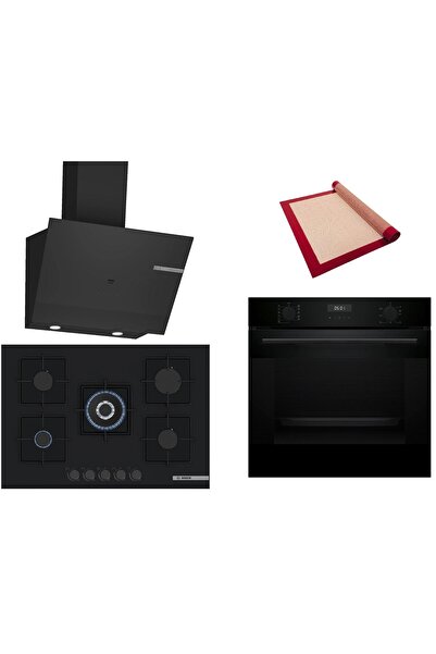 Bosch Siyah 3 lü Ankastre Set (HUA717BA0T-PNQ7B6P30O-DWK67PJ60T) Buhar Destek...
