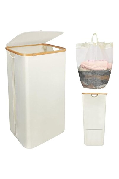 Generic Laundry Baskets with Lid, Beige 100 Liters Large Washing Basket for Laundry with Handles Laundry Ham