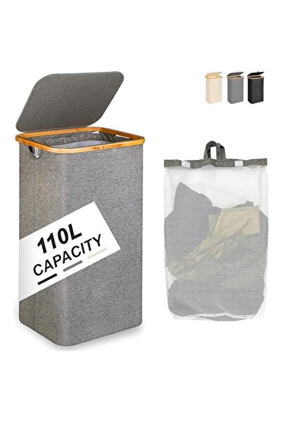 Generic 110L Laundry Hamper with Lid - Large Foldable Laundry Basket with Removable Inner Pocket | Taizz Ven