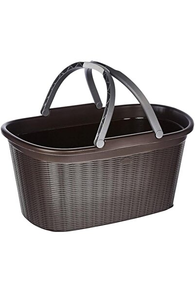 Generic Stefanplast Elegance Laundry Basket With Handles, Plastic, Moka