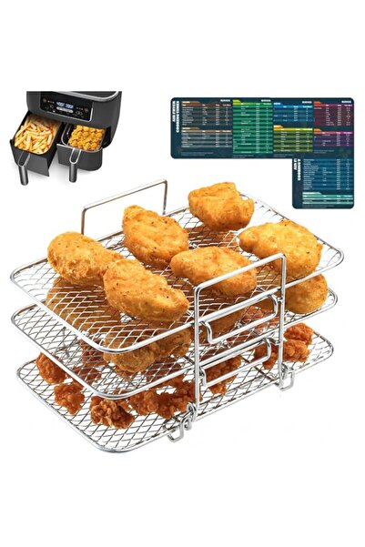 Generic رف مقلاة هوائية لمقلاة نينجا الهوائية المزدوجة مع ورقة غش مغناطيسية لمقلاة هوائية ملحقات مقلاة هوائية