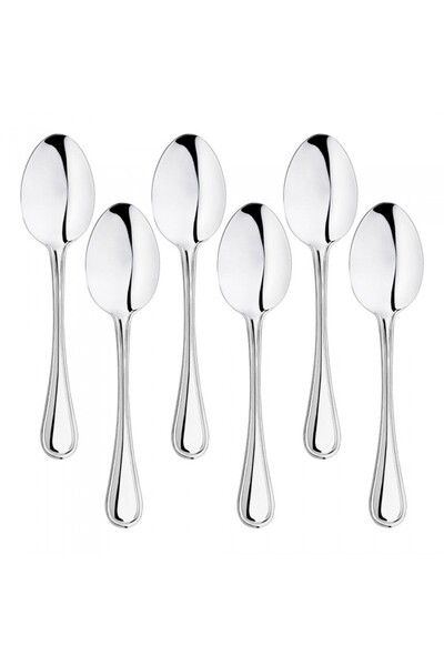 Inoxriv Set of 6 YORK main spoons, 18/0 stainless steel, L20cm, 2mm thickness, glossy finish